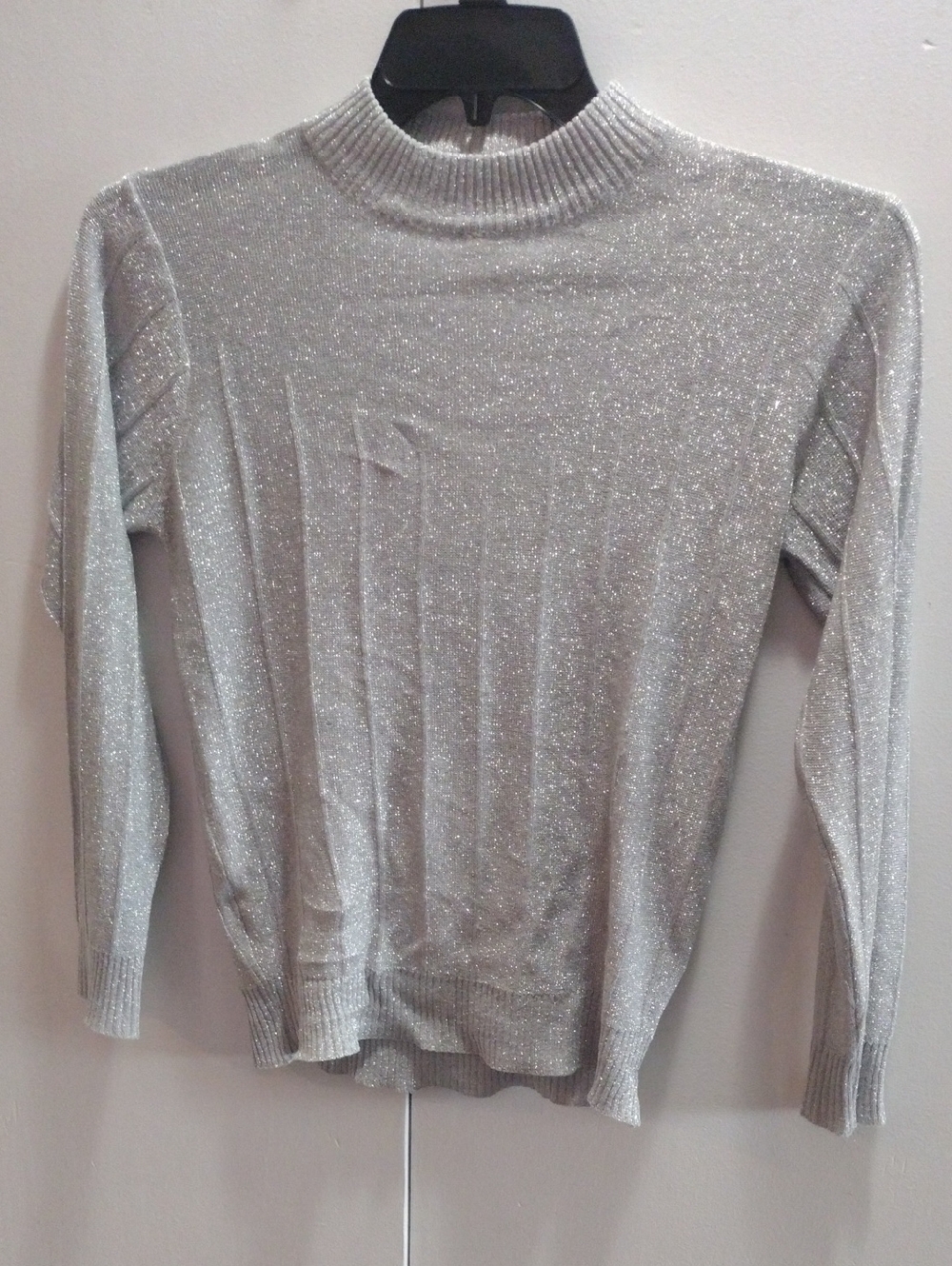 Chori Japanese Vintage Silver Sparkle Crew Neck Sweater - Silver Small